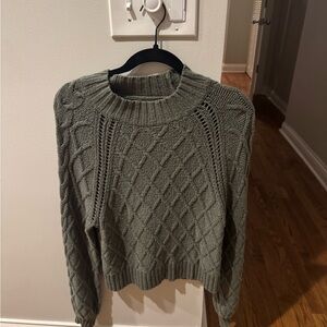 American Eagle Outfitters Textured Knit Sweater in Olive